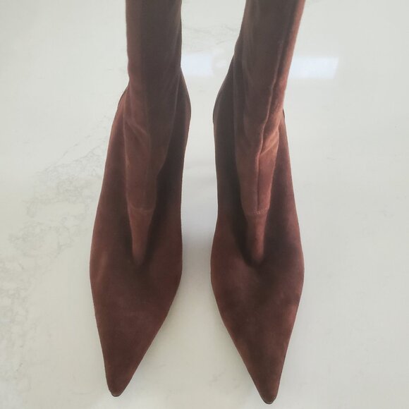 Sergio Rossi Dark Brown Suede Women's Boot with Back Zippersize 40/9.5-10